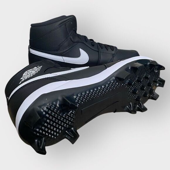 Nike Air Jordan 1 Retro MCS Black Baseball Cleats Mens size 9 AV5354-011 New - Picture 9 of 12